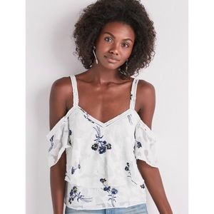 Lucky Brand Floral Jacquard Cold Shoulder Top